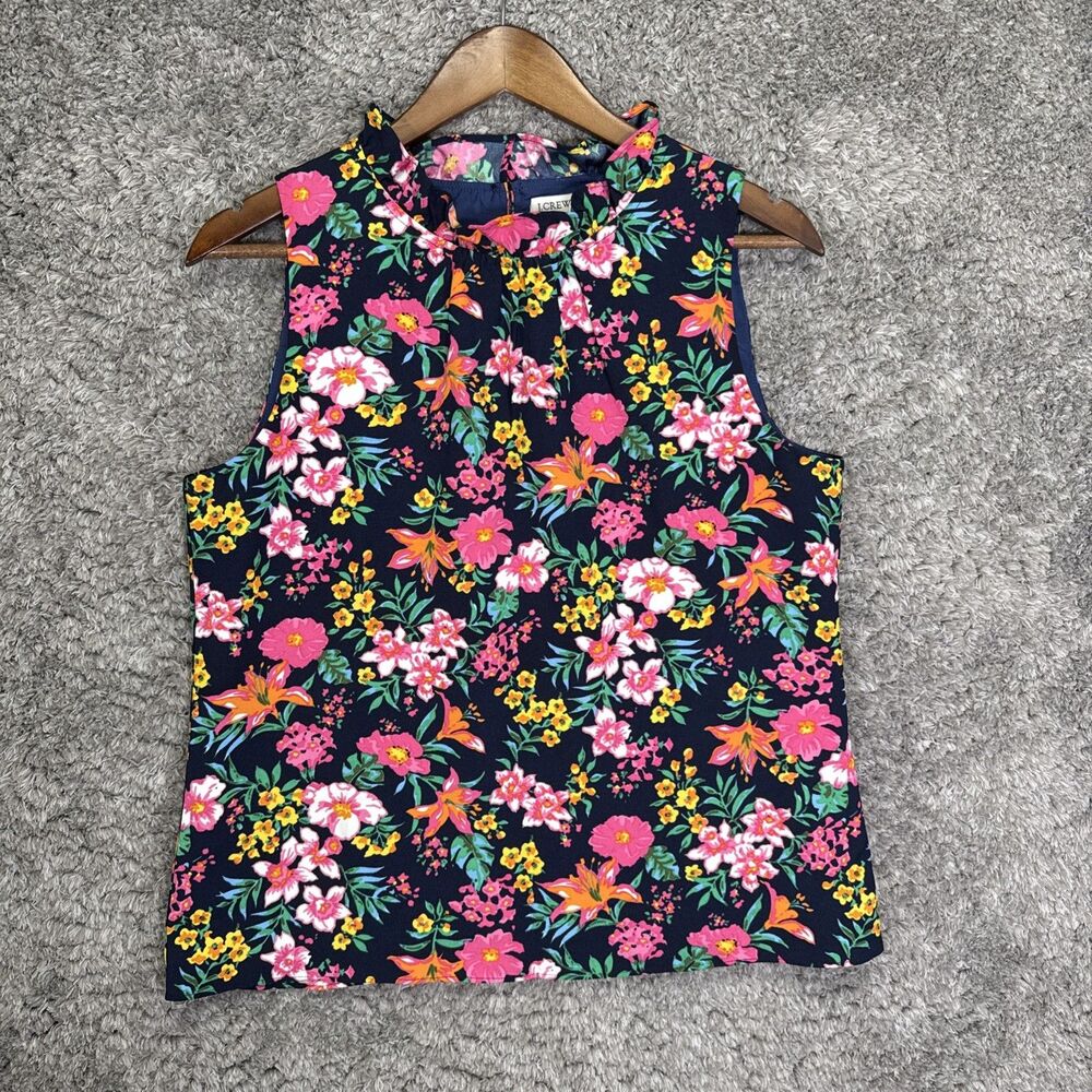 J. Crew Factory Women’s Ruffle Neck Blouse Top Floral Colorful Size Small